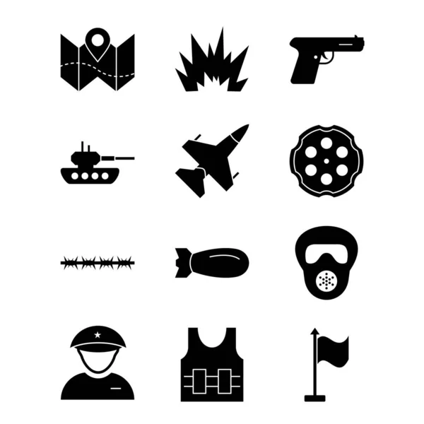 Icono Conjunto Militares Para Uso Personal Comercial — Vector de stock