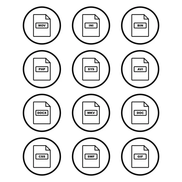 Ensemble Formats Fichiers Icône Pour Usage Personnel Commercial — Image vectorielle