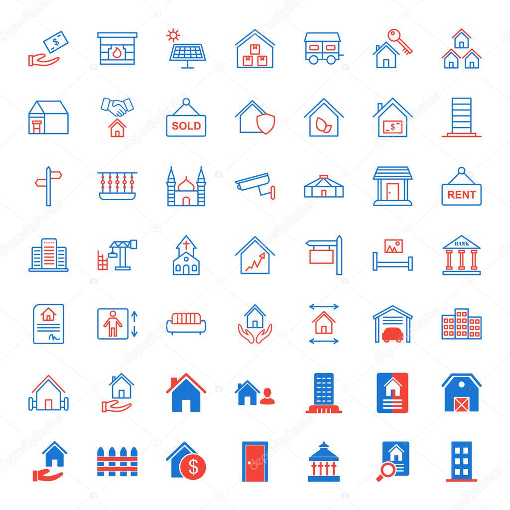 49 real estate Icons Sheet Isolated On White Background...
