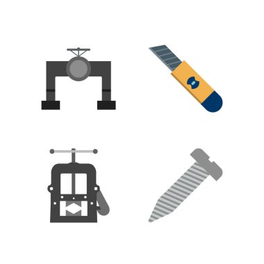 Beyaz Arkaplan Vektörü İzole Edilmiş Elementler Üzerine 4 Yapılandırma Simgesi...