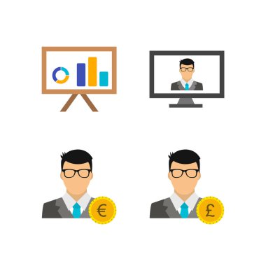 4 İş Simgesi Sayfası Beyaz Arkaplanda İzole Edildi...