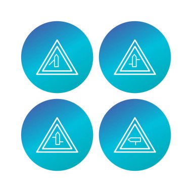  4 Yol İşareti Simgesi Sayfası Beyaz Arkaplanda İzole Edildi...