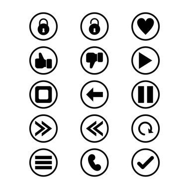 Beyaz Arkaplan Vektörü İzole Edilmiş Elementler Üzerine 15 temel element seti Simgesi...