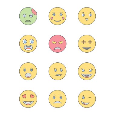 Kişisel ve ticari kullanım için 12 simge emojisi...