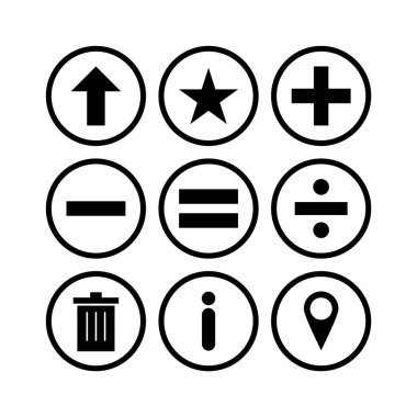 Beyaz arkaplanda 9 temel element simgesi izole edildi...