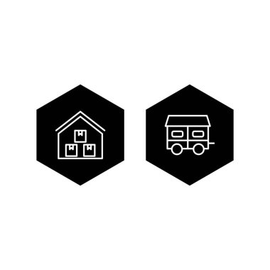 2 emlak Simgesi Beyaz Arkaplanda İzole Edildi...