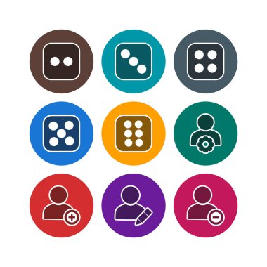 9 Evrensel Simge Sayfası Beyaz Arkaplanda İzole Edildi...