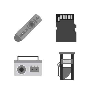 Beyaz Arkaplanda İzole Edilmiş 4 Elektronik Aygıt Simgesi...