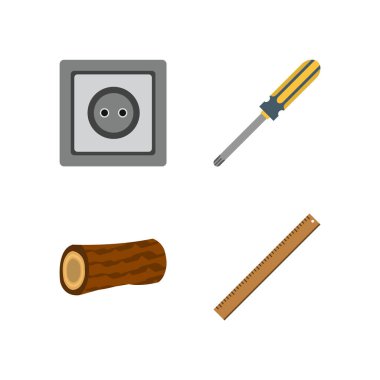 Beyaz Arkaplan Vektörü İzole Edilmiş Elementler Üzerine 4 Yapılandırma Simgesi...