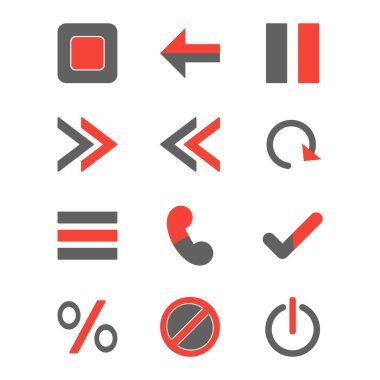 Beyaz arkaplanda 12 temel element simgesi izole edildi...