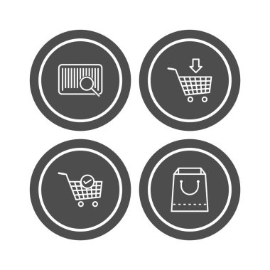 Beyaz arkaplanda 4 adet e-ticaret simgesi izole edildi...
