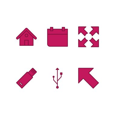 Beyaz arkaplanda izole edilmiş 6 temel öge simgesi...