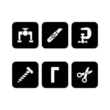 Beyaz arkaplanda 6 set inşaat simgesi izole edildi...