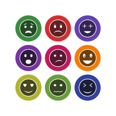 9 Emoji Simgesi Beyaz Arkaplanda İzole Edildi...