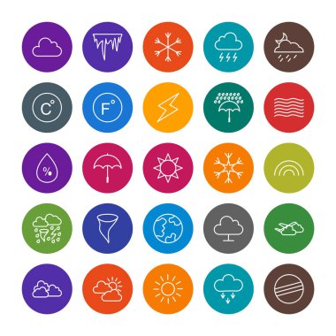 25 Hava Simgesi Sayfası Beyaz Arkaplanda İzole Edildi...