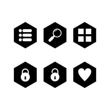 Beyaz arkaplanda 6 temel element simgesi izole edildi...