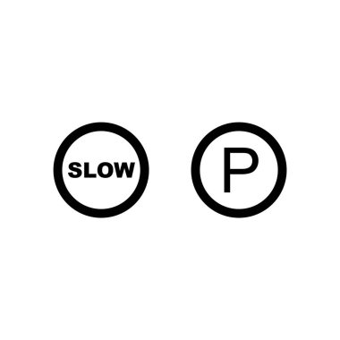 Beyaz arkaplanda 2 Yol İşareti simgesi izole edildi...