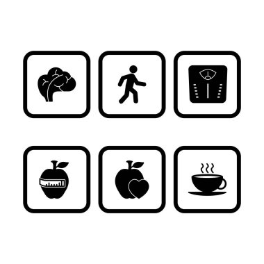 Beyaz Arkaplan Vektörü İzole Edilmiş Elementler Üzerine 6 Sağlık Simgesi...