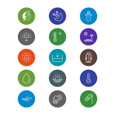 15 Hava Simgesi Sayfası Beyaz Arkaplanda İzole Edildi...