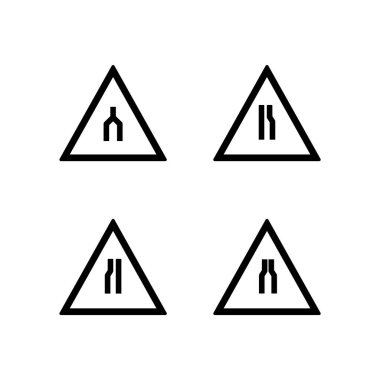 Beyaz Arkaplan Vektörü İzole Edilmiş Elementler üzerinde 4 yol işareti simgesi seti...
