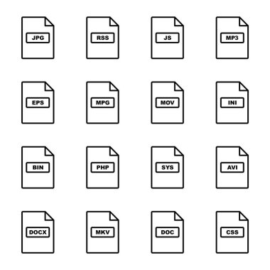 Kişisel ve Ticari Kullanım için 16 dosya biçimi simgesi...