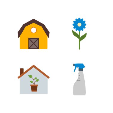 4 Bahçe Simgesi Kağıdı Beyaz Arkaplanda İzole Edildi...