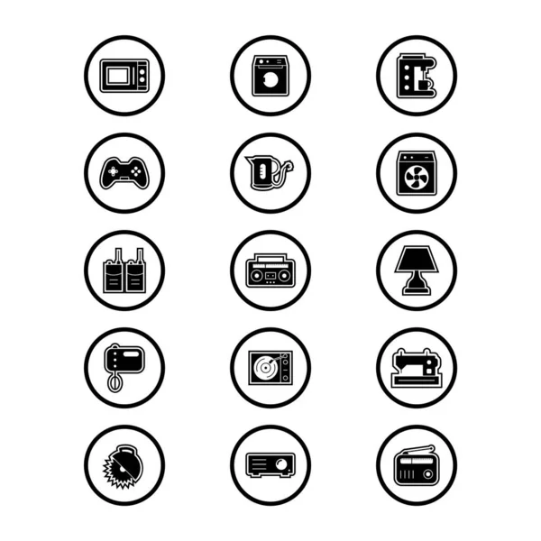 Set Van Elektronische Apparaten Iconen Witte Achtergrond Vector Geïsoleerde Elementen — Stockvector