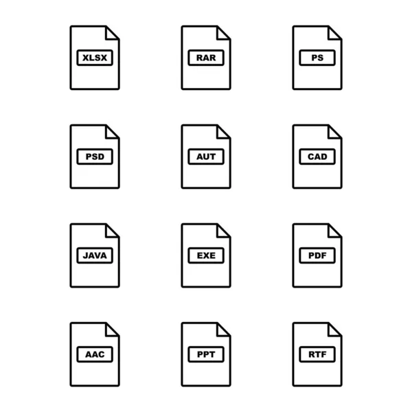 Symbolsets Von Dateiformaten Für Den Persönlichen Und Kommerziellen Gebrauch — Stockvektor