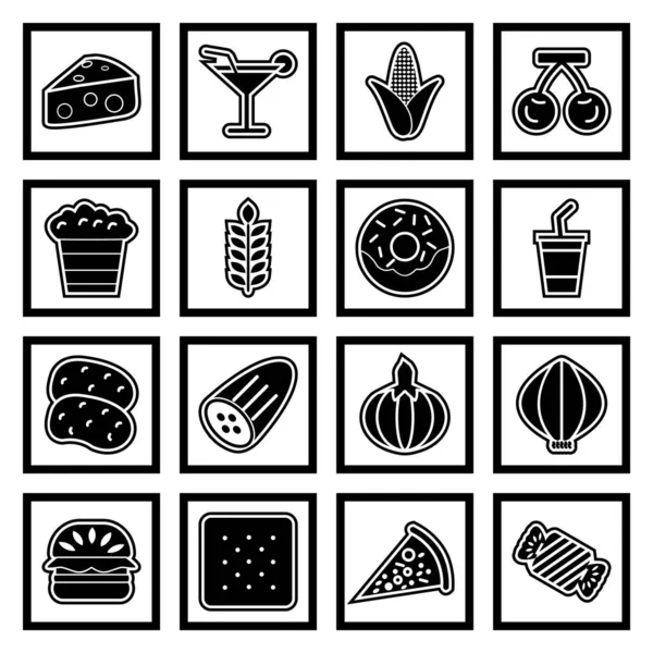 Lebensmittel Symbolblätter Isoliert Auf Weißem Hintergrund — Stockvektor