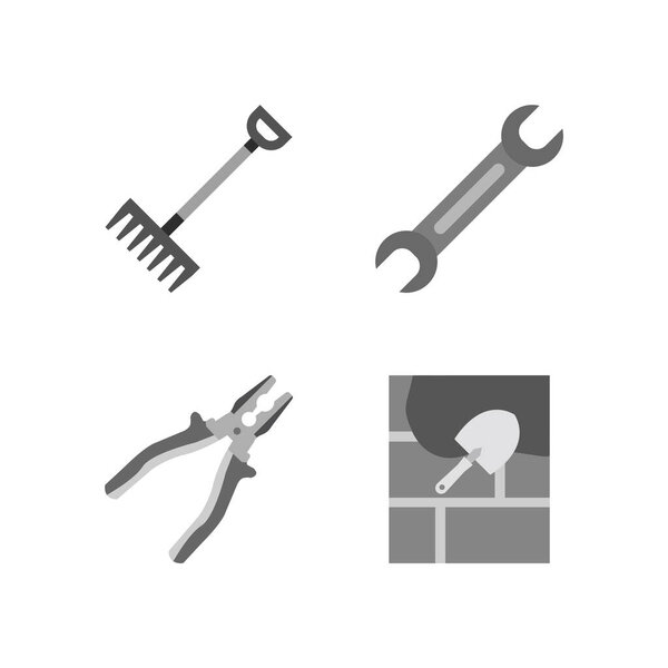4 construction Icons Sheet Isolated On White Background...
