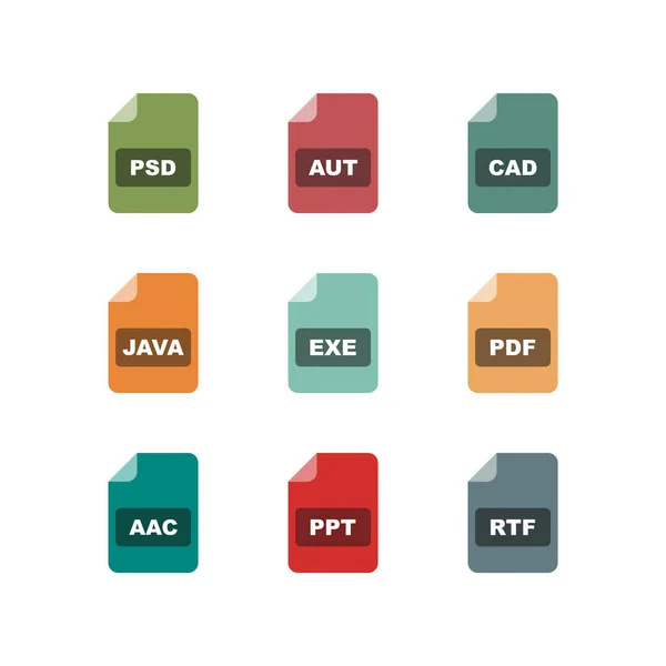 Symbolsets Von Dateiformaten Für Den Persönlichen Und Kommerziellen Gebrauch — Stockvektor