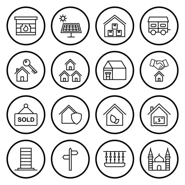 Iconos Inmobiliarios Para Uso Personal Comercial — Archivo Imágenes Vectoriales