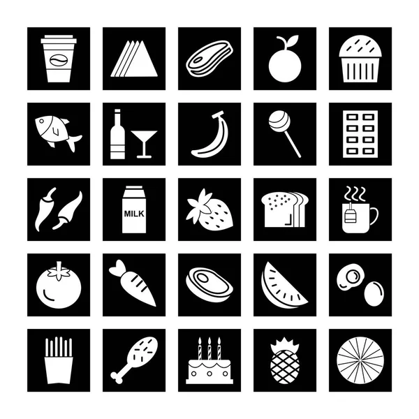 Icono Conjunto Alimentos Para Uso Personal Comercial — Vector de stock