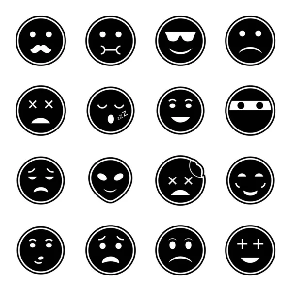 Lembar Ikon Emoji Terisolasi Latar Belakang Putih - Stok Vektor