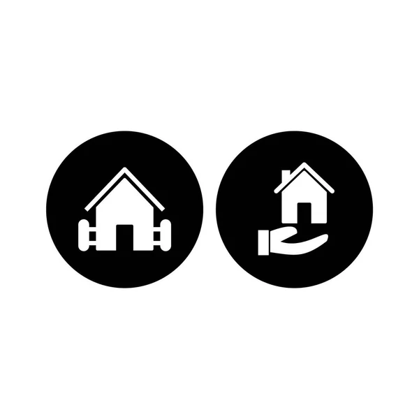 2套基于白色背景隔离的房地产图标 — 图库矢量图片