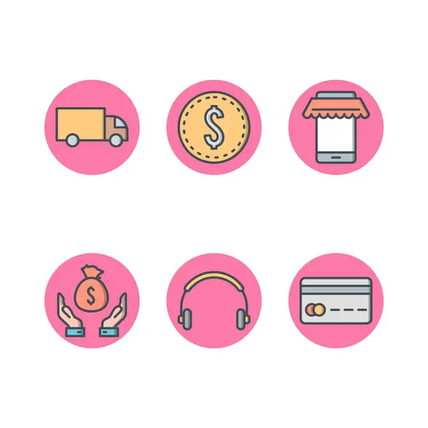 Icon Set Commerce Personal Commercial Use — Stock Vector