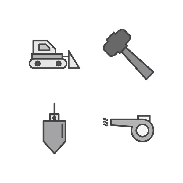 Folha Ícones Construção Isolados Fundo Branco —  Vetores de Stock