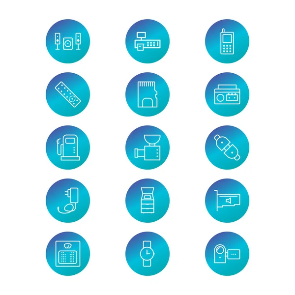 Set Van Elektronische Apparaten Pictogrammen Geïsoleerd Witte Achtergrond — Stockvector