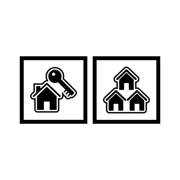 Set Von Immobilien Symbolen Auf Weißem Hintergrund Vektor Isolierte Elemente — Stockvektor