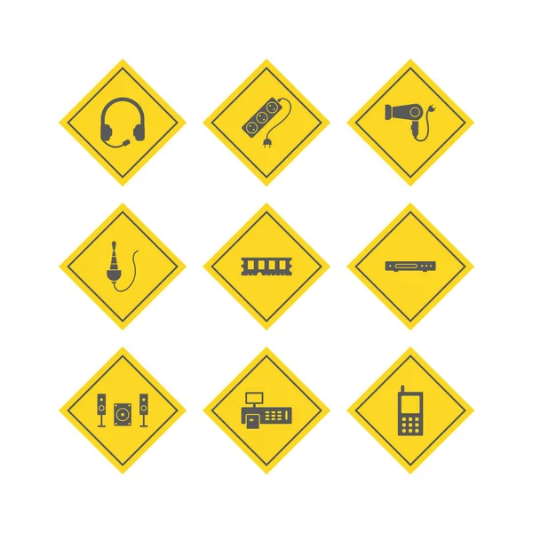 Ikona Zestaw Urządzeń Elektronicznych Użytku Osobistego Komercyjnego — Wektor stockowy