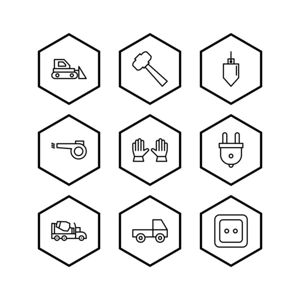 Ensemble Icônes Construction Sur Fond Blanc Éléments Isolés Vectoriels — Image vectorielle