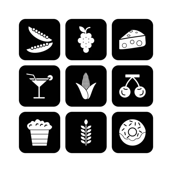 Iconos Alimentos Para Uso Personal Comercial — Vector de stock