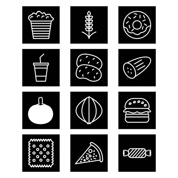 Набір Харчових Іконок Ізольовано Білому Тлі — стоковий вектор