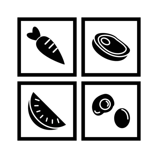 Set Food Icons Isolated White Background — Stock Vector