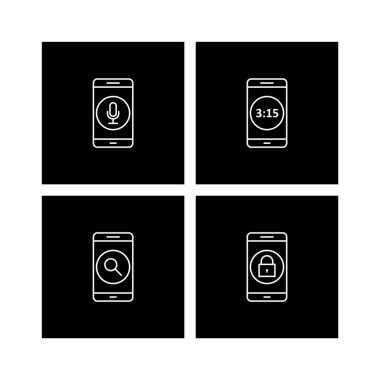 4 mobil uygulama Simge Sayfası Beyaz Arkaplanda İzole Edildi...