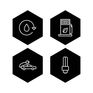 Beyaz arkaplanda 4 adet eko simgesi izole edildi...