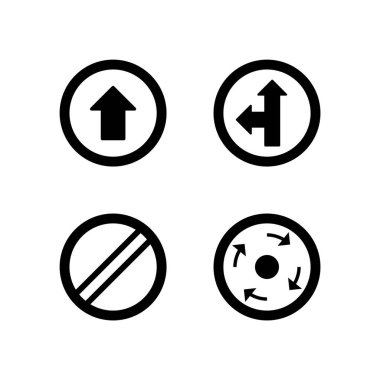Beyaz Arkaplan Vektörü İzole Edilmiş Elementler üzerinde 4 yol işareti simgesi seti...