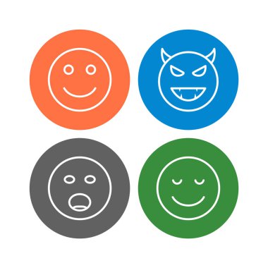Beyaz arkaplanda 4 tane emoji simgesi izole edildi...