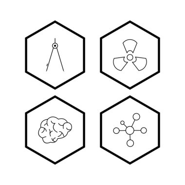 Beyaz Arkaplan Vektörü İzole Edilmiş Elementler Üzerine 4 Eğitim Simgesi...