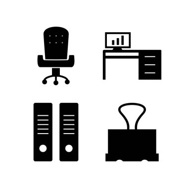 4 Ofis Simgeleri Sayfası Beyaz Arkaplanda İzole Edildi...